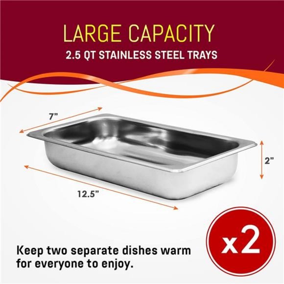Elite Gourmet EWM-6122# 5 Quart Dual Buffet Server Food Warmer, 2 x 2.5Qt, - Picture 3 of 14